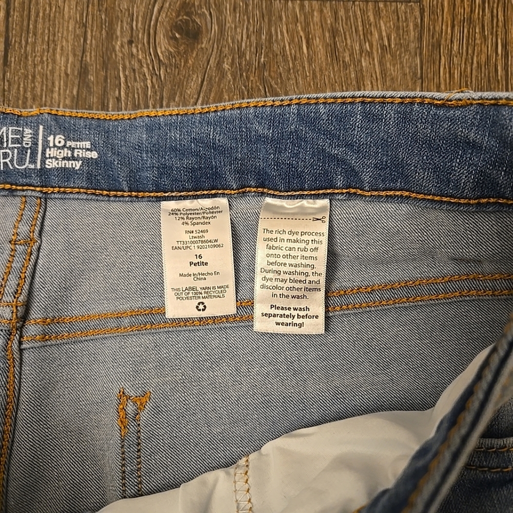 Time and Tru Size 16 Womens Ladies Blue Jeans Petite High Rise Skinny Cotten - Picture 4 of 4